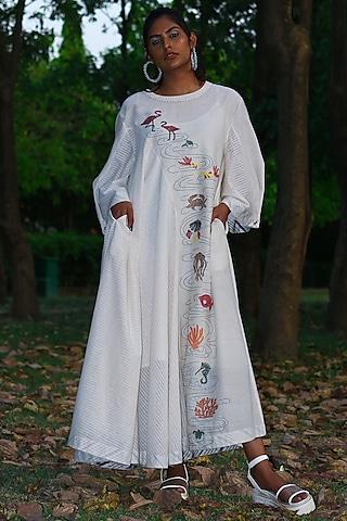 ivory embroidered tunic dress