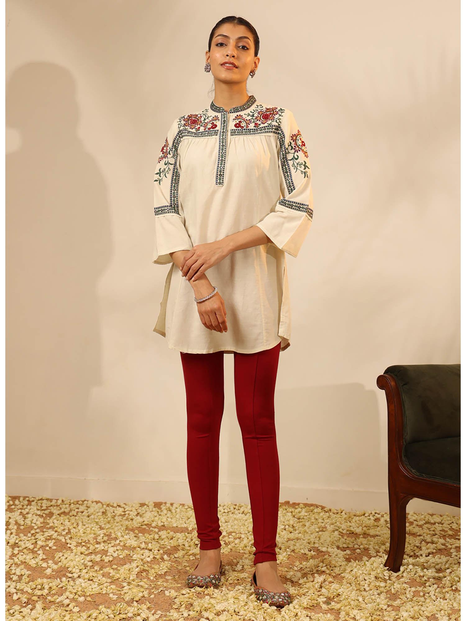 ivory embroidered tunic