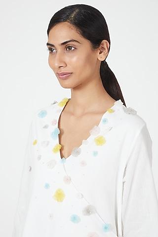 ivory embroidered wrap tunic