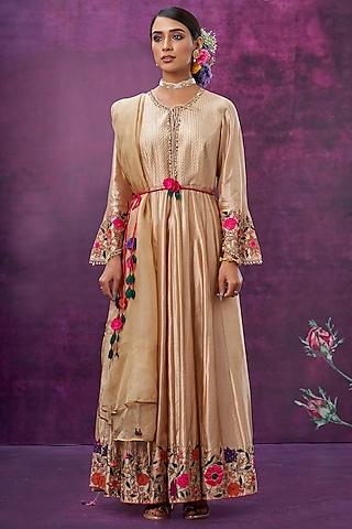 ivory floral embroidered anarkali set