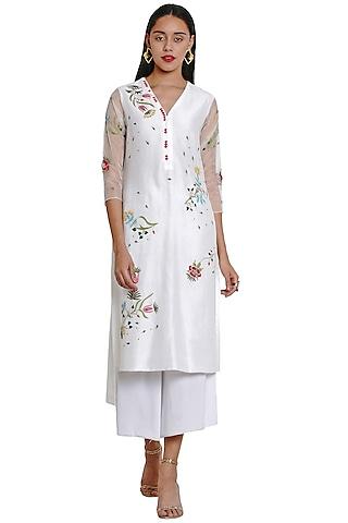 ivory floral embroidered tunic
