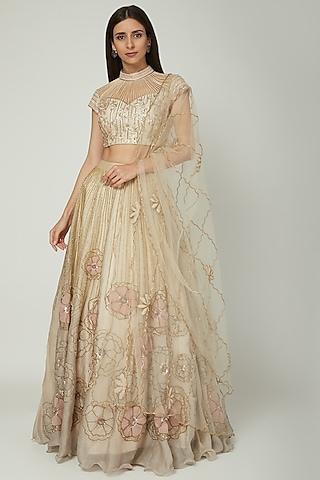 ivory floral lehenga set