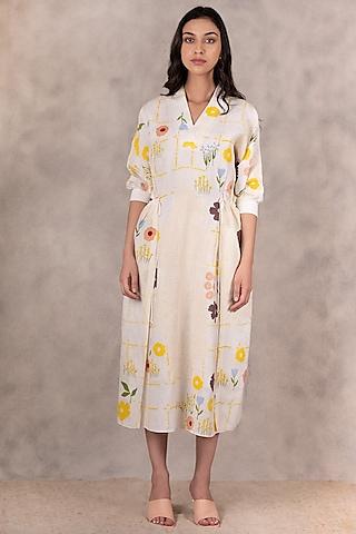 ivory floral printed dress