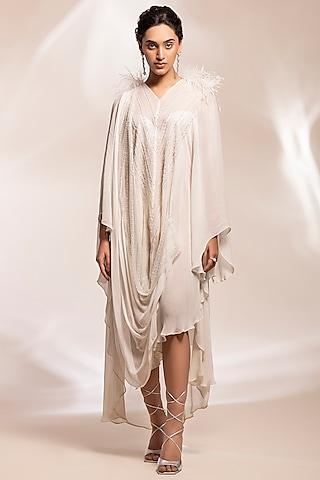 ivory georgette draped kaftan