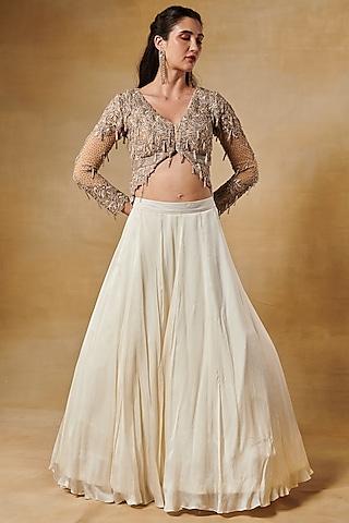 ivory georgette lehenga set