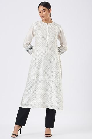 ivory hand block printed tunic