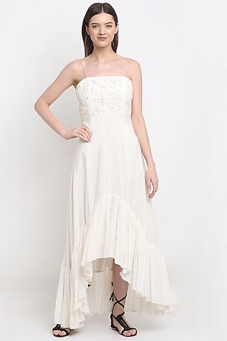 ivory hand embroidered gown