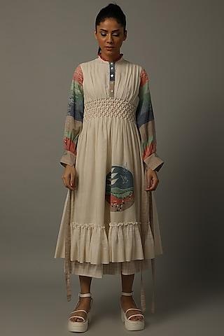 ivory hand embroidered jamdani dress