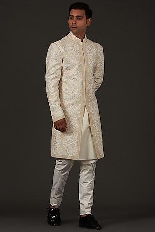 ivory hand embroidered sherwani