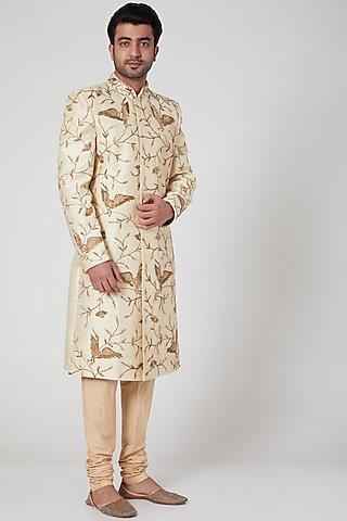 ivory hand embroidered sherwani