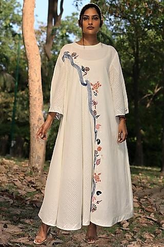ivory hand embroidered tunic dress