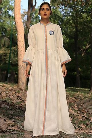 ivory hand embroidered tunic set