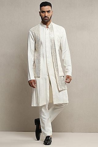 ivory handloom silk kurta set