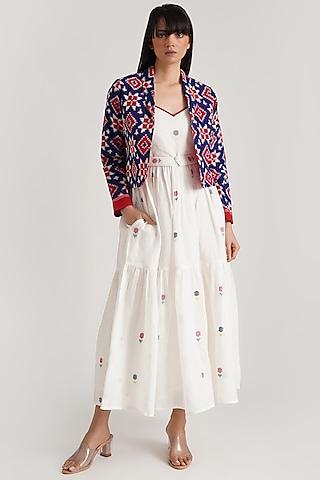 ivory handwoven jamdani jacket dress