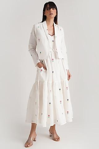 ivory handwoven jamdani jacket dress