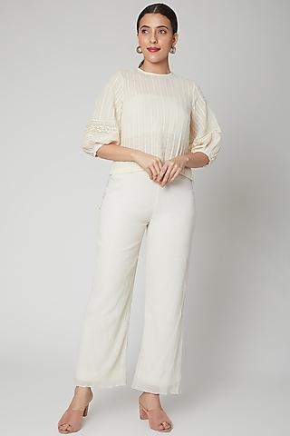 ivory high-low top with front opening