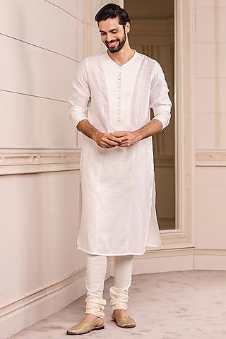 ivory jacquard kurta set