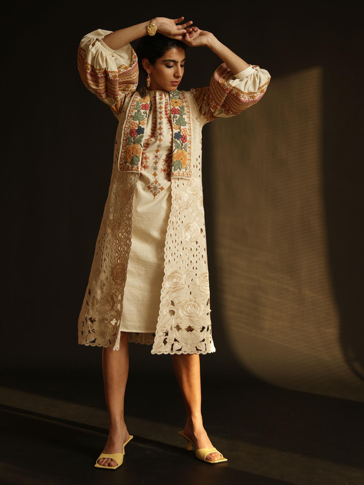 ivory kala cotton cutwork jacket