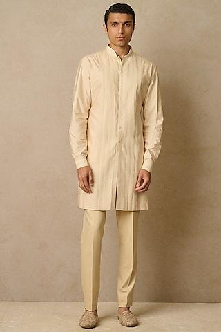 ivory katan silk & suiting kurta set