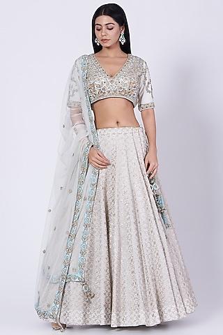 ivory lehenga set with zari work