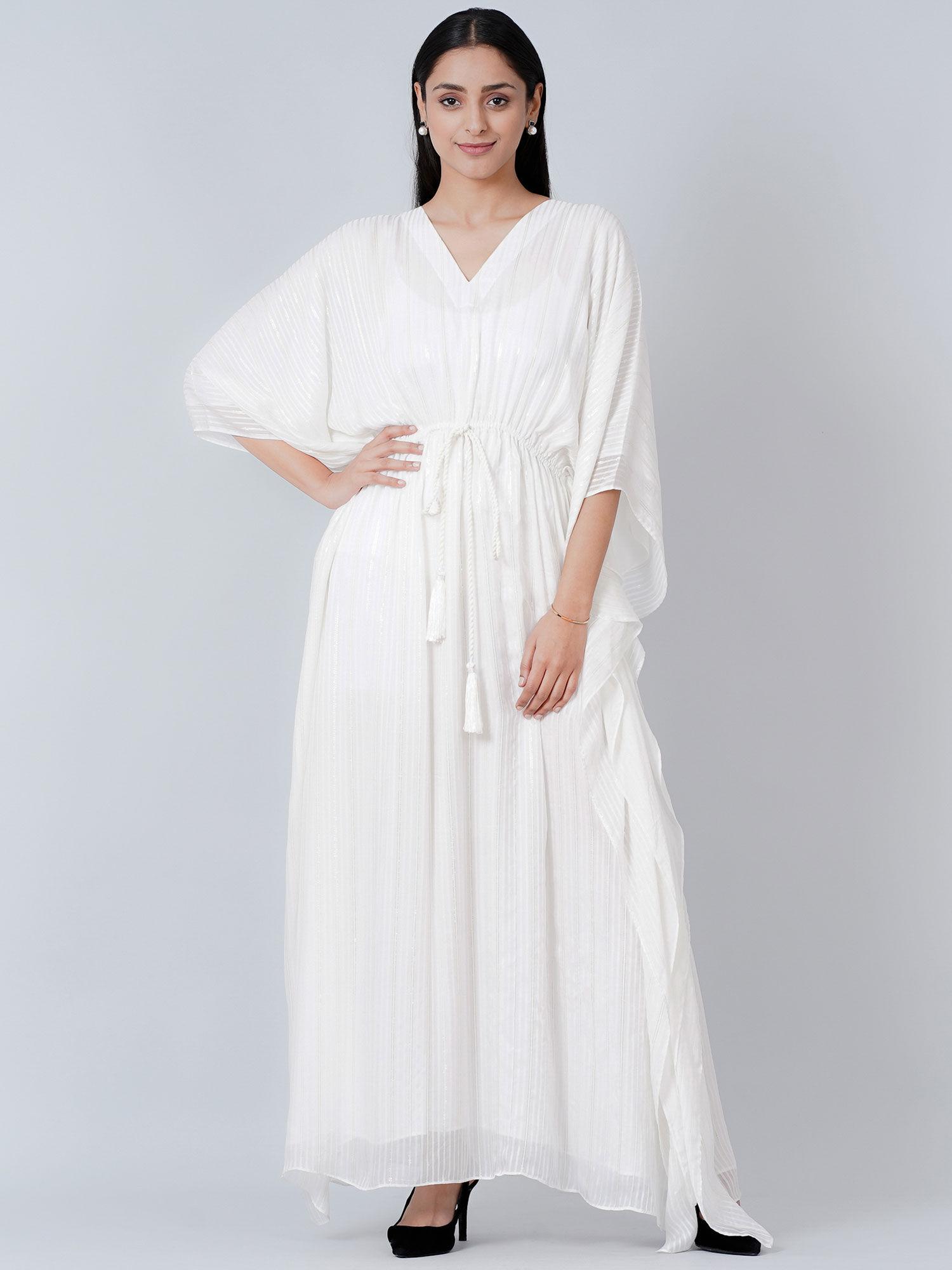 ivory lurex full length kaftan