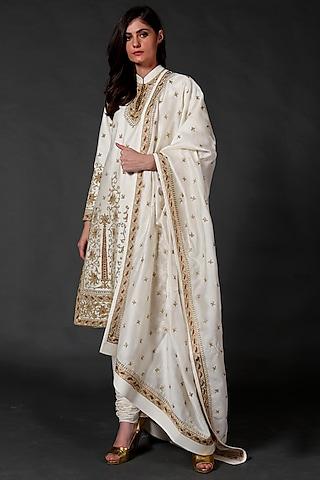 ivory machine and hand embroidered kurta set