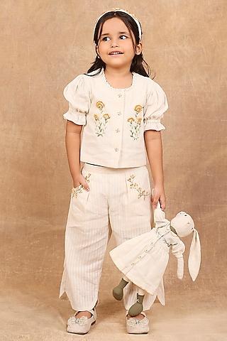 ivory malkha floral embroidered co-ord set for girls