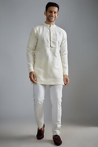 ivory matka silk kurta set