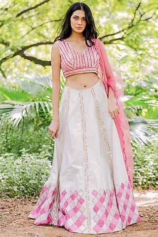 ivory mirror embroidered lehenga set