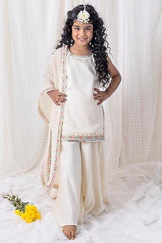 ivory muslin sharara set for girls