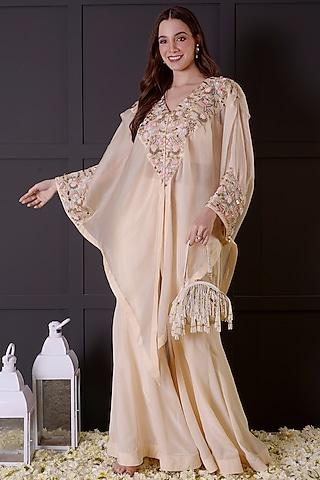 ivory organza hand embroidered cape set