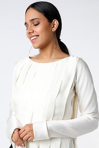 ivory pleated asymmetrical top
