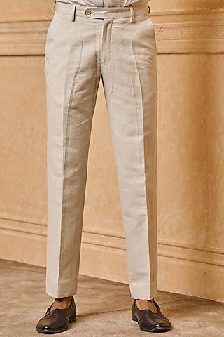ivory polyester blend trousers