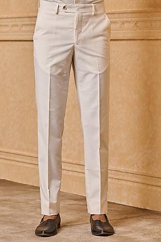 ivory polyester blend trousers