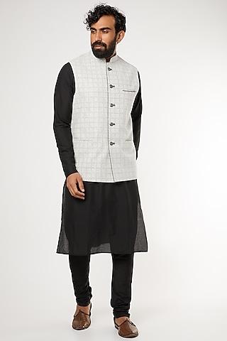 ivory printed bundi jacket