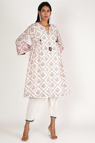 ivory printed kurta set