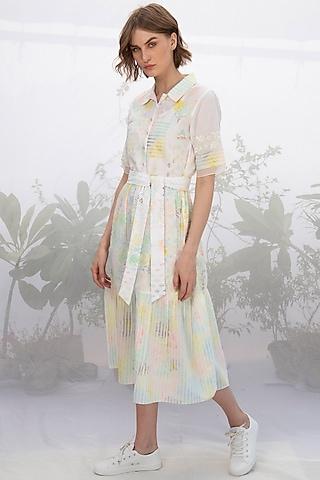 ivory printed linen dress