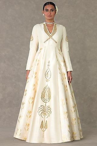 ivory raw silk gown