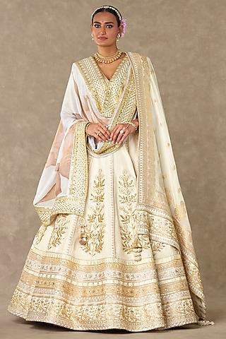 ivory raw silk lehenga set