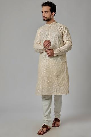 ivory rayon sequins work kurta set