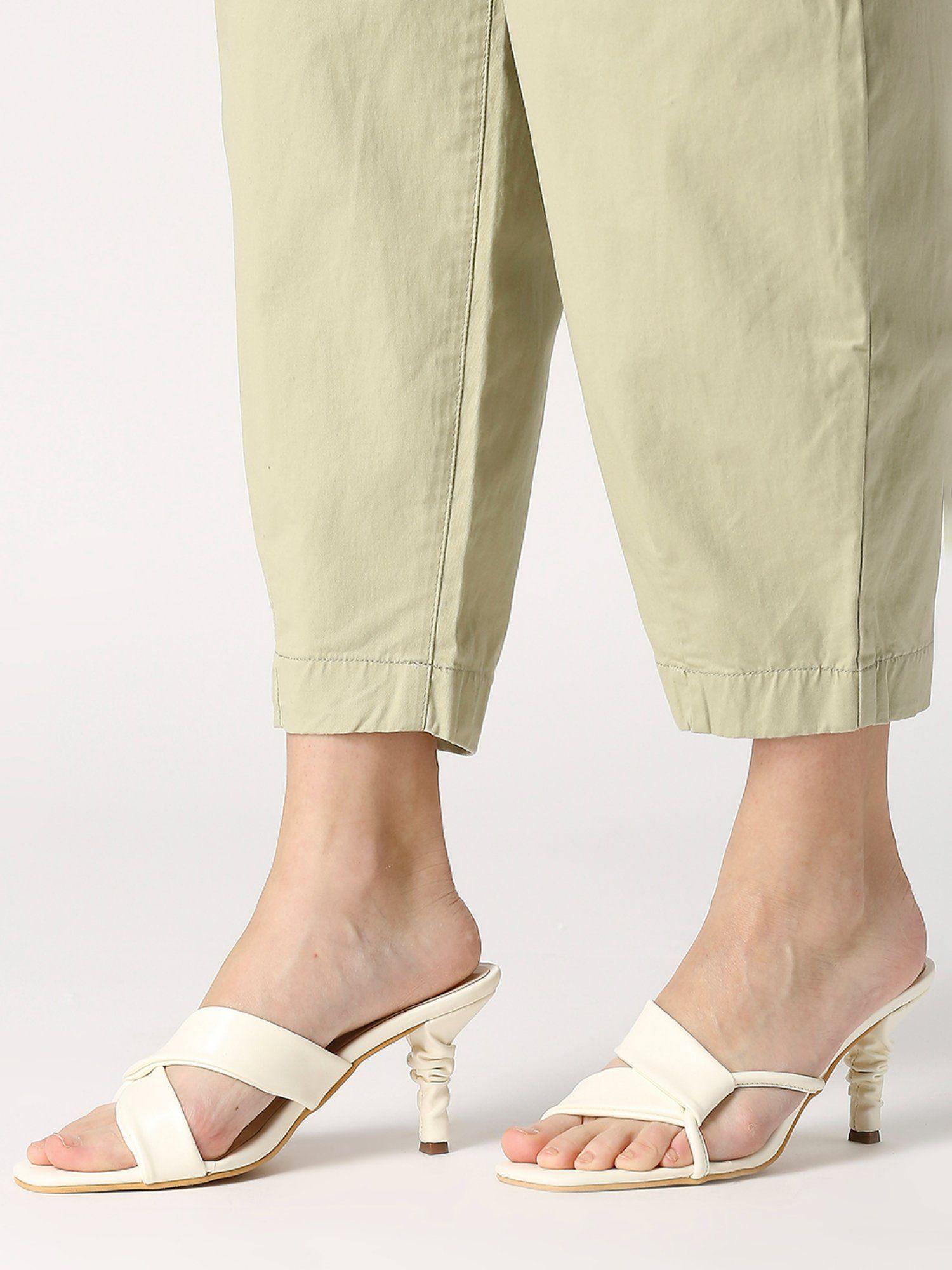 ivory ruched stilettoes