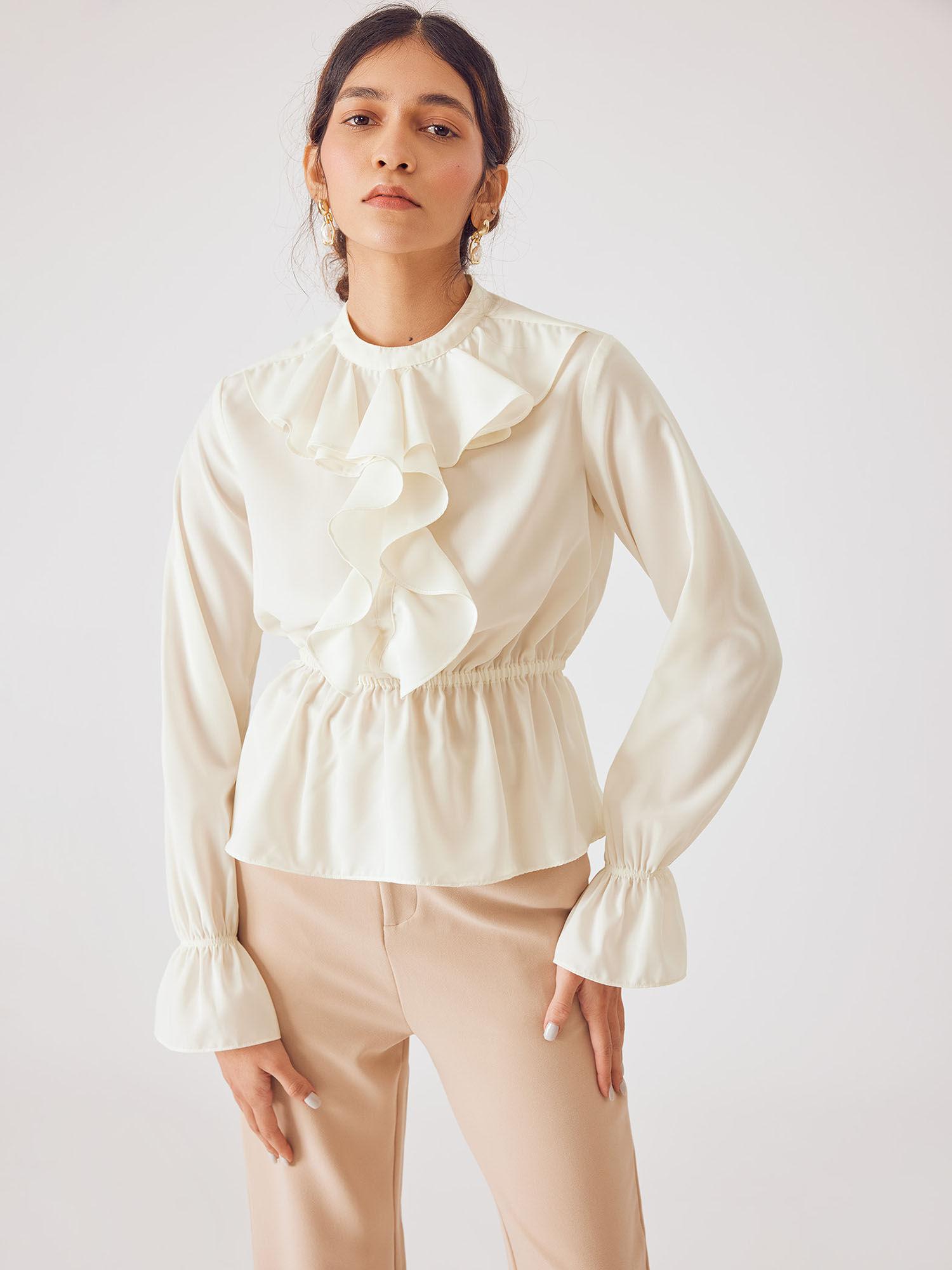 ivory ruffle peplum blouse