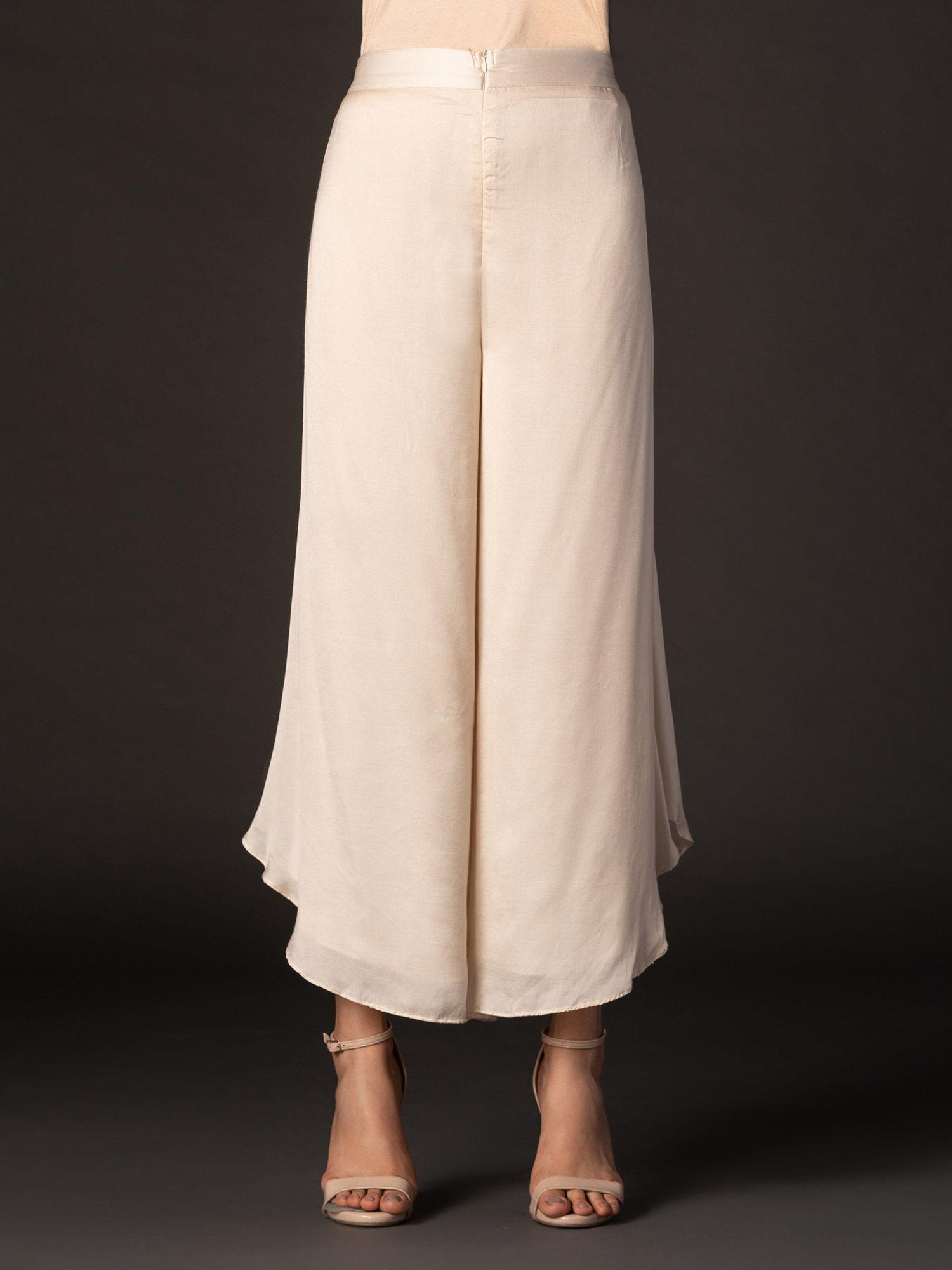 ivory satin skirt palazzo