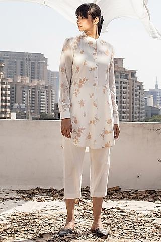ivory screen printed tunic with pants