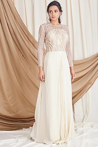 ivory sequins embellished gown