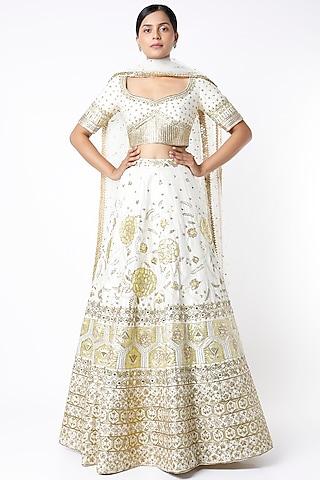 ivory sequins embroidered lehenga set