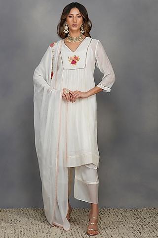 ivory sequins embroidered tunic set