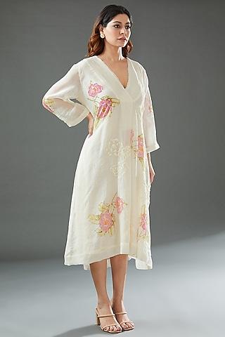 ivory silk cotton printed tunic