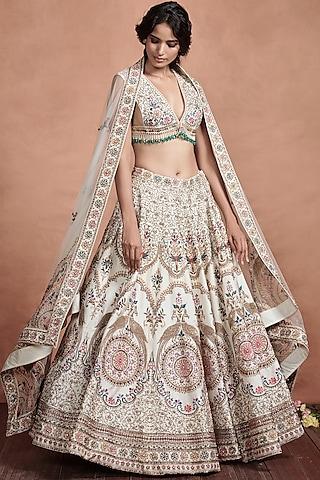 ivory silk embroidered lehenga set