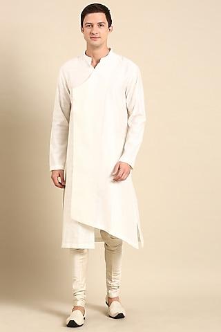 ivory silk jacquard kurta set